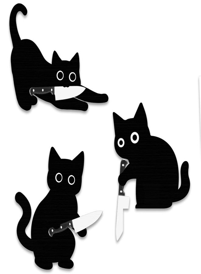 CYUXING 3Pcs Black Cat Halloween Wall Decorations Set, Wooden Wall Art for Home, Spooky and Cute Halloween Decor for Doors, Entryways, Walls - Gift for Cat Lovers and Party Decoration - Image 1